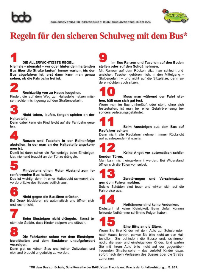 Schulwegregeln